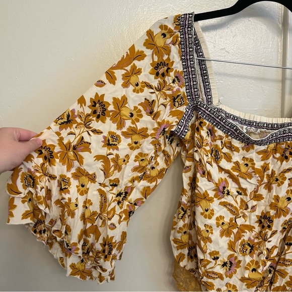 Free People Intimately Blooming Borders Bodysuit White Large Ruffle Bell Sleeves - Picture 10 of 14